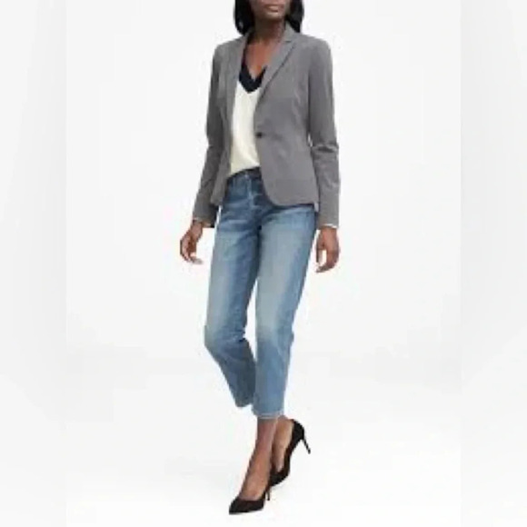 Banana Republic Blue Grey One Button Classic Blazer Jacket Size 0 XS - Picture 12 of 12